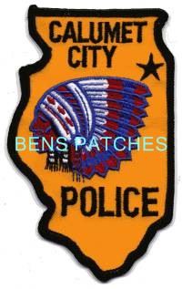 ILLINOIS,CALUMET CITY POLICE 1 STATE SHAPED_wm